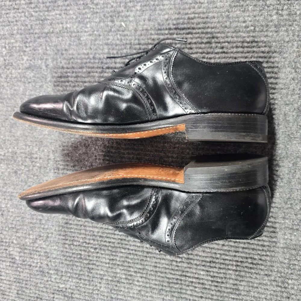 Johnston & Murphy‎ Shoes Mens Size 10 EEE/E Black Leather Cap Toe Brogue Oxford
